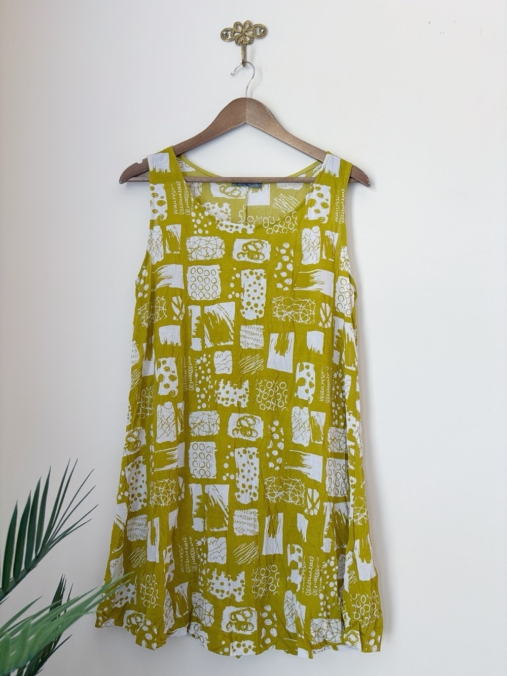 Chalet Art To Wear Crinkle Sleeveless Tunic Top Medium Lagenlook